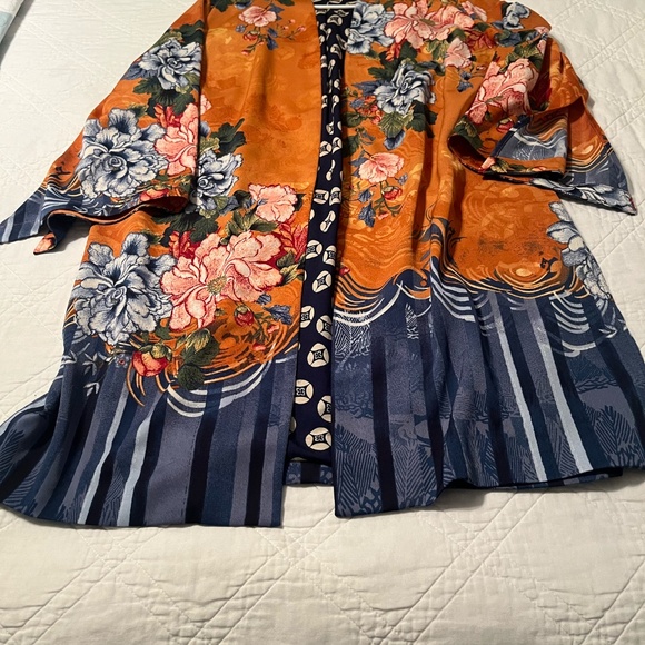 Chicos Kimono Printed Floral Large Open Front Artsy Boho Festival Multicolor 2 - Picture 6 of 11